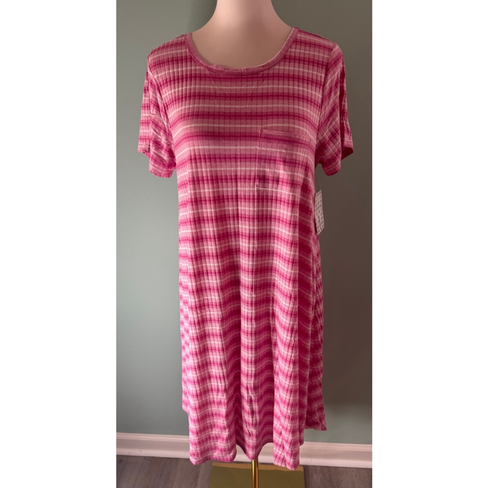 Women's LuLaRoe Carly Dress Size L Pink Plaid